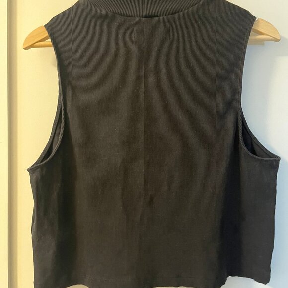 NWOT Everlane Ribbed Mockneck Tank - Black - Size XL - Picture 4 of 7